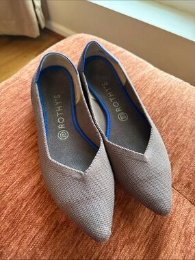 Rothy's Pointed V-Top Ballet Flats in grey